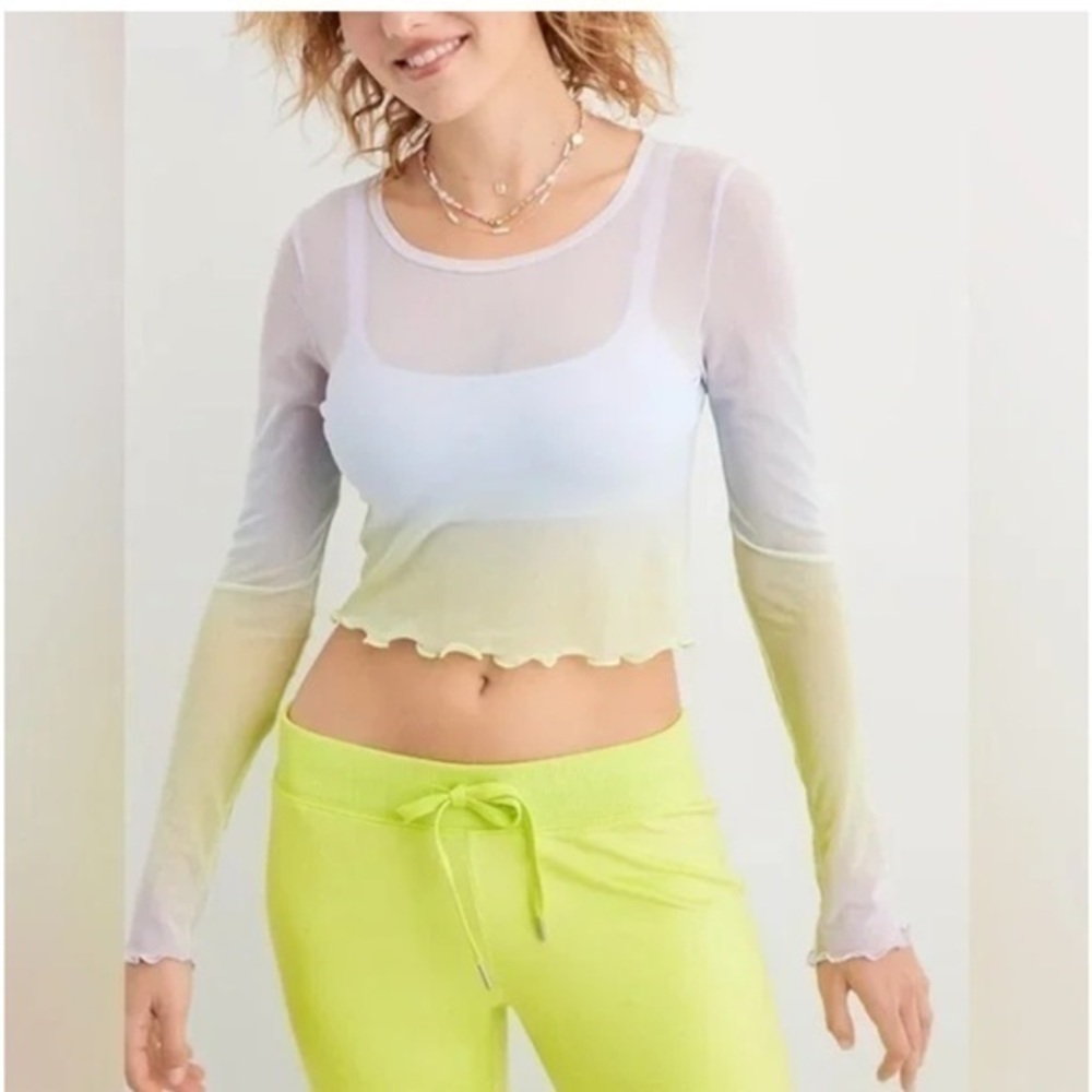 NWT Aerie Sheer Multicolor Long Sleeve Top